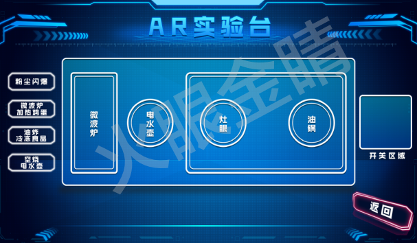 AR物體識別虛擬試驗操作演示系統(廚房火災實驗)